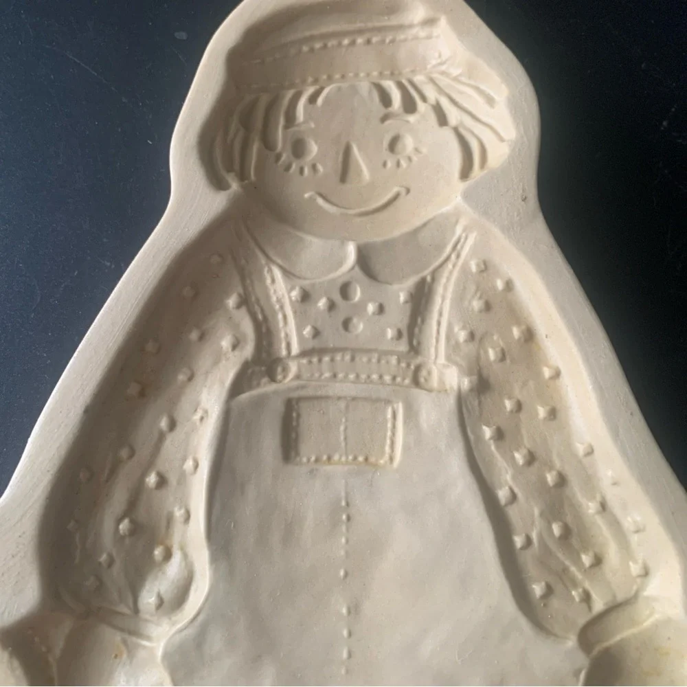 Vintage Brown Bag Cookie Art Stoneware 1986 Hill Design Craft Mold Raggedy Andy